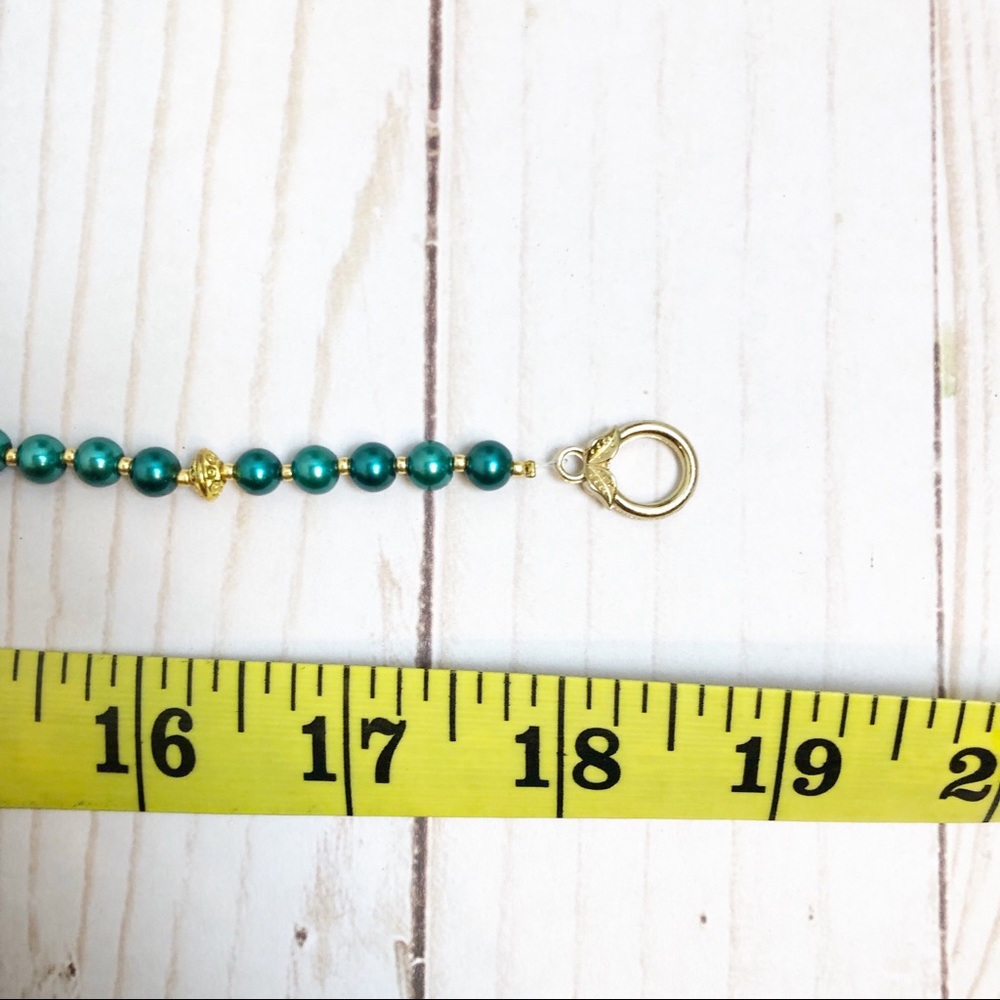Swarovski Turquoise Pearl Gold Tone Bead Necklace - Picture 4 of 4
